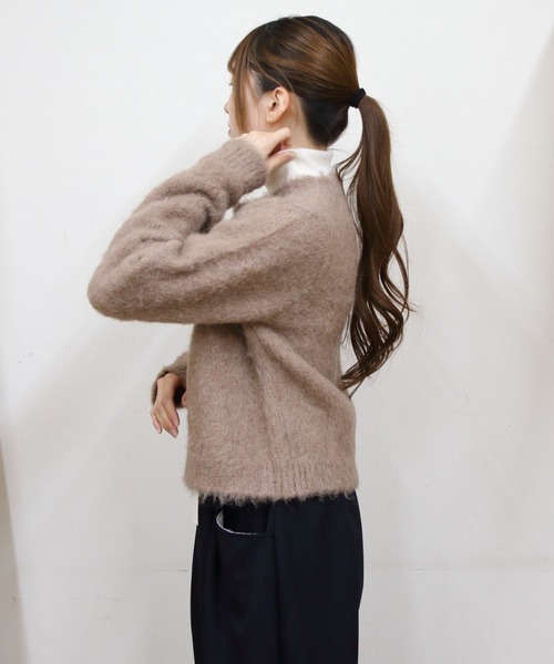 GYMPHLEX(ジムフレックス)の「Gymphlex/ジムフレックス シャギーニットカーディガン SHAGGY KNIT CARDIGAN GY-D0098 SGK(カーディガン/ボレロ・レディース・ワインレッド/ベージュ/トップグレー・14)」の7枚目の写真