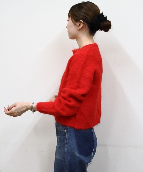 GYMPHLEX(ジムフレックス)の「Gymphlex/ジムフレックス シャギーニットカーディガン SHAGGY KNIT CARDIGAN GY-D0098 SGK(カーディガン/ボレロ・レディース・ワインレッド/ベージュ/トップグレー・14)」の11枚目の写真