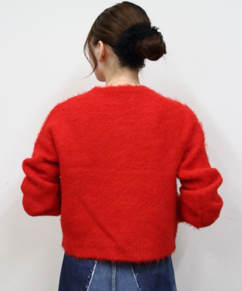 GYMPHLEX(ジムフレックス)の「Gymphlex/ジムフレックス シャギーニットカーディガン SHAGGY KNIT CARDIGAN GY-D0098 SGK(カーディガン/ボレロ・レディース・ワインレッド/ベージュ/トップグレー・14)」の12枚目の写真