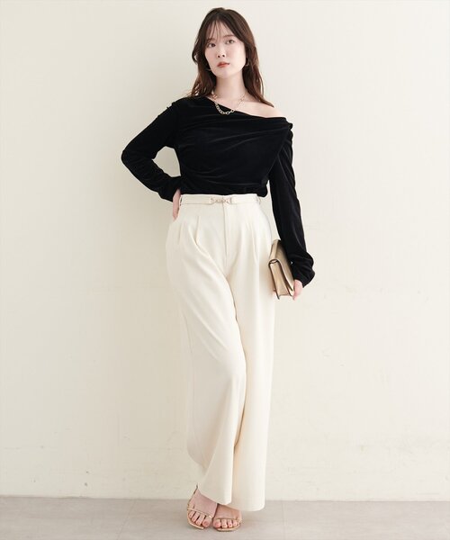 natural couture(ナチュラルクチュール)の「【sherbet line】接触冷感ベルト付きタック入りパンツ(その他パンツ・レディース・ブラウン/アイボリー/チャコールグレー・FREE)」の7枚目の写真