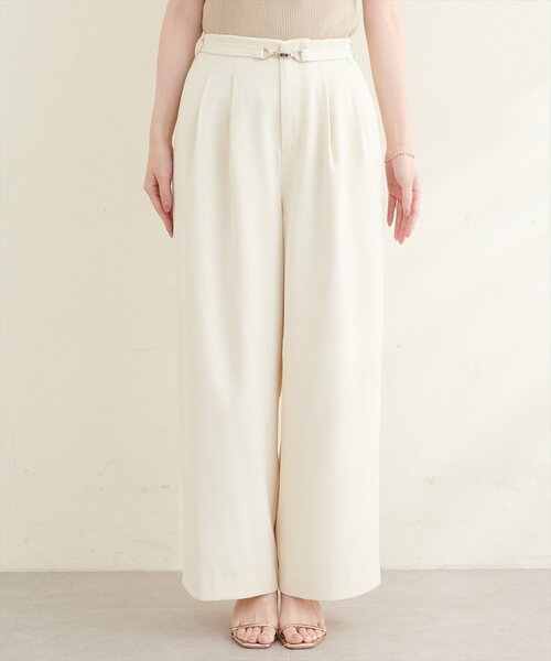 natural couture(ナチュラルクチュール)の「【sherbet line】接触冷感ベルト付きタック入りパンツ(その他パンツ・レディース・ブラウン/アイボリー/チャコールグレー・FREE)」の9枚目の写真