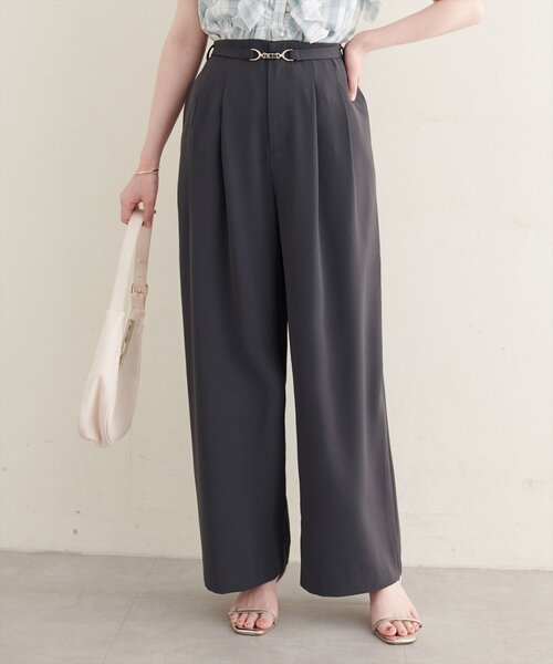 natural couture(ナチュラルクチュール)の「【sherbet line】接触冷感ベルト付きタック入りパンツ(その他パンツ・レディース・ブラウン/アイボリー/チャコールグレー・FREE)」の18枚目の写真
