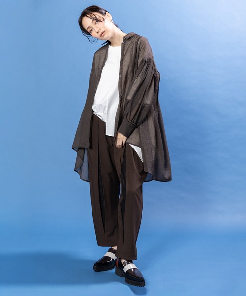 OSMOSIS(オズモーシス)の「レースインタックパンツ(その他パンツ・レディース・グレイッシュベージュ/ダークブラウン/ブラック・ONE SIZE)」の18枚目の写真