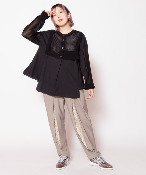OSMOSIS(オズモーシス)の「レースインタックパンツ(その他パンツ・レディース・グレイッシュベージュ/ダークブラウン/ブラック・ONE SIZE)」の20枚目の写真