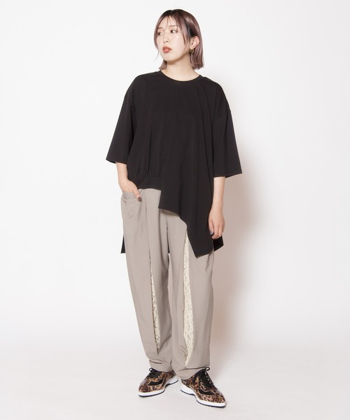 OSMOSIS(オズモーシス)の「レースインタックパンツ(その他パンツ・レディース・グレイッシュベージュ/ダークブラウン/ブラック・ONE SIZE)」の10枚目の写真