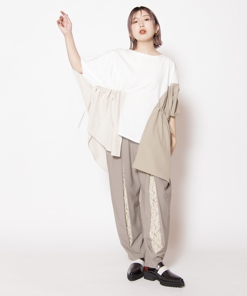 OSMOSIS(オズモーシス)の「レースインタックパンツ(その他パンツ・レディース・グレイッシュベージュ/ダークブラウン/ブラック・ONE SIZE)」の13枚目の写真
