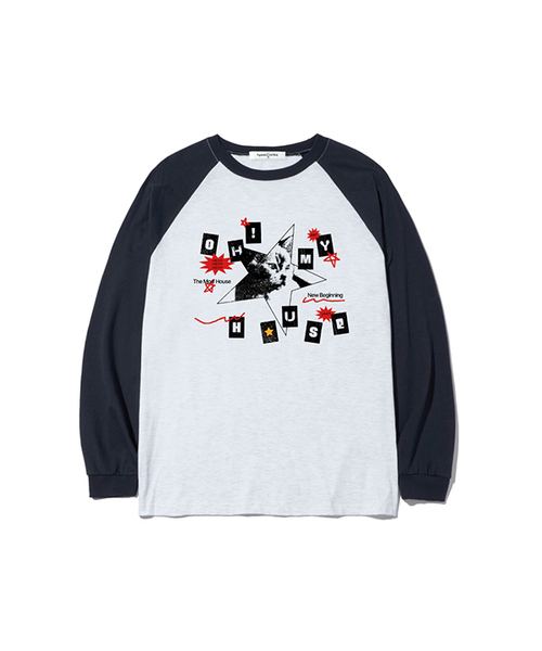 THEMORFHOUSE（ザモーフハウス）の「オーマイハウスプリントオーバーサイズロングスリーブ[4色]（Tシャツ/カットソー・レディース・ホワイト/ブラウン/ネイビー/ブラック・MEDIUM/LARGE）」の4枚目の写真