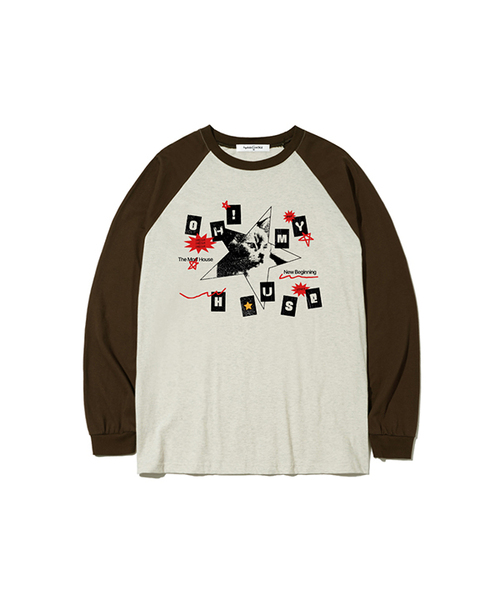THEMORFHOUSE（ザモーフハウス）の「オーマイハウスプリントオーバーサイズロングスリーブ[4色]（Tシャツ/カットソー・レディース・ホワイト/ブラウン/ネイビー/ブラック・MEDIUM/LARGE）」の3枚目の写真