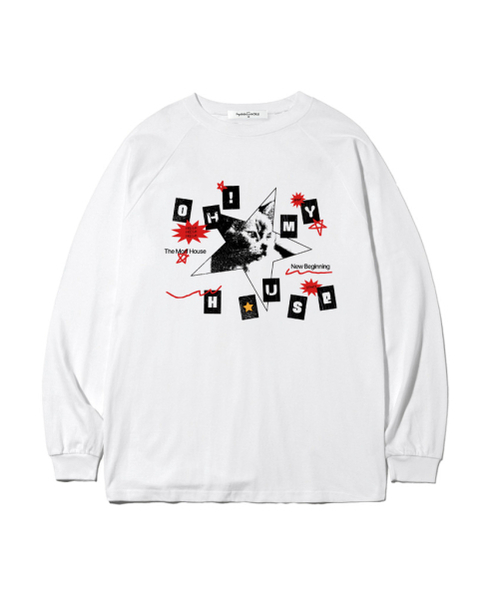 THEMORFHOUSE（ザモーフハウス）の「オーマイハウスプリントオーバーサイズロングスリーブ[4色]（Tシャツ/カットソー・レディース・ホワイト/ブラウン/ネイビー/ブラック・MEDIUM/LARGE）」の5枚目の写真
