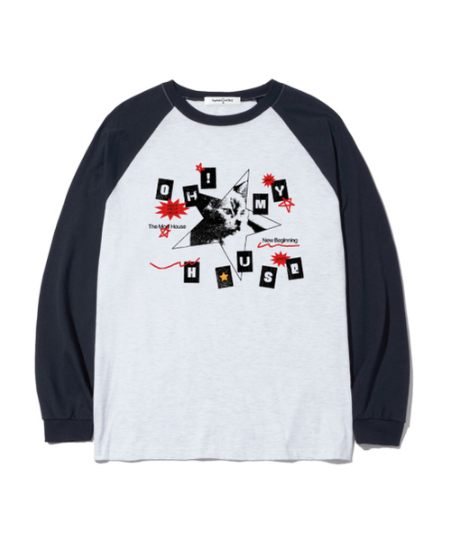 THEMORFHOUSE（ザモーフハウス）の「オーマイハウスプリントオーバーサイズロングスリーブ[4色]（Tシャツ/カットソー・レディース・ホワイト/ブラウン/ネイビー/ブラック・MEDIUM/LARGE）」の6枚目の写真