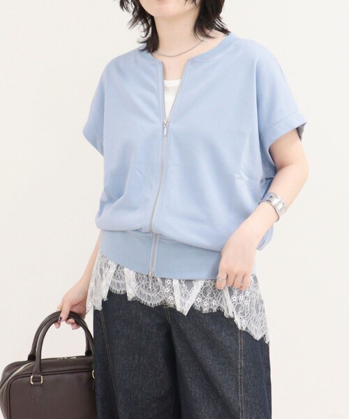 fredy emue(フレディエミュ)の「ミニ裏毛前開きZIPプルオーバー(Tシャツ/カットソー・レディース・ネイビー/サックスブルー/ベージュ/ライトグレー・38)」の11枚目の写真