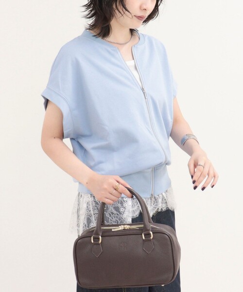 fredy emue(フレディエミュ)の「ミニ裏毛前開きZIPプルオーバー(Tシャツ/カットソー・レディース・ネイビー/サックスブルー/ベージュ/ライトグレー・38)」の12枚目の写真