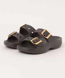 crocs クロックス SATURADAY METALLIC BUCKLE SDL サタデー メタリックバックル サンダル W 213316-23Q ESPRESSO/GOLD