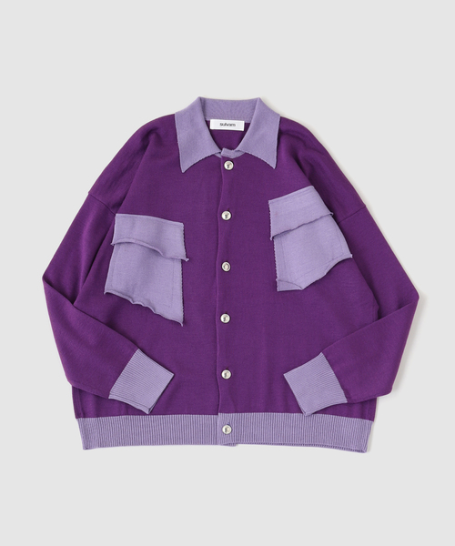 sulvam(サルバム)の「SULVAM / サルバム CLASSICAL KNIT(カーディガン/ボレロ・メンズ・パープル/ホワイト/ブラック・MEDIUM)」の3枚目の写真
