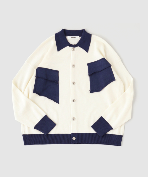 sulvam(サルバム)の「SULVAM / サルバム CLASSICAL KNIT(カーディガン/ボレロ・メンズ・パープル/ホワイト/ブラック・MEDIUM)」の2枚目の写真
