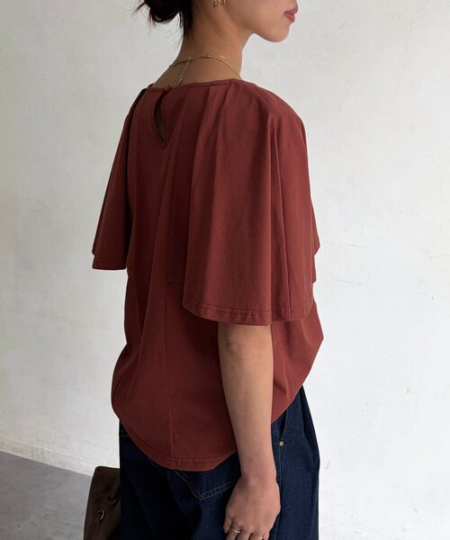 Chez toi(シェトワ)の「ケープカットソー(Tシャツ/カットソー・レディース・オレンジ/ブラック・FREE)」の12枚目の写真