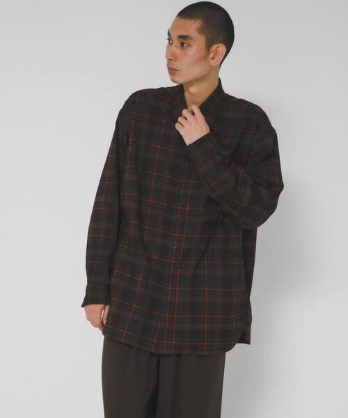 EKAL(エカル)の「チェックロングスリーブシャツ(シャツ/ブラウス・メンズ・ネイビー/ブラウン・MEDIUM/LARGE)」の4枚目の写真