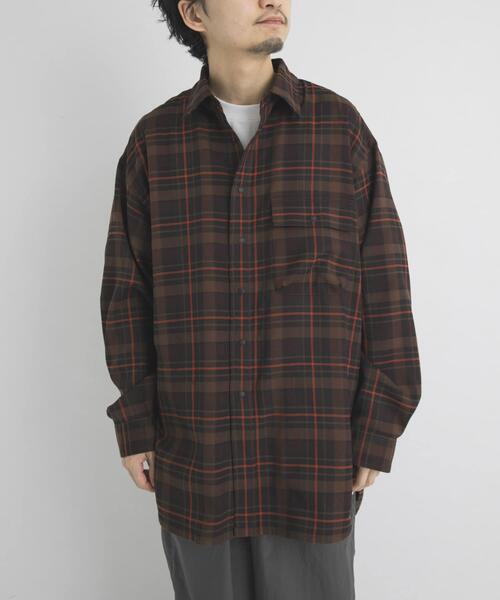 EKAL(エカル)の「チェックロングスリーブシャツ(シャツ/ブラウス・メンズ・ネイビー/ブラウン・MEDIUM/LARGE)」の9枚目の写真