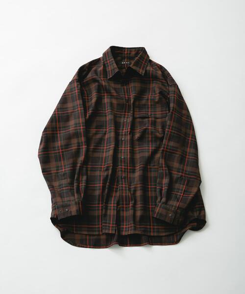 EKAL(エカル)の「チェックロングスリーブシャツ(シャツ/ブラウス・メンズ・ネイビー/ブラウン・MEDIUM/LARGE)」の11枚目の写真