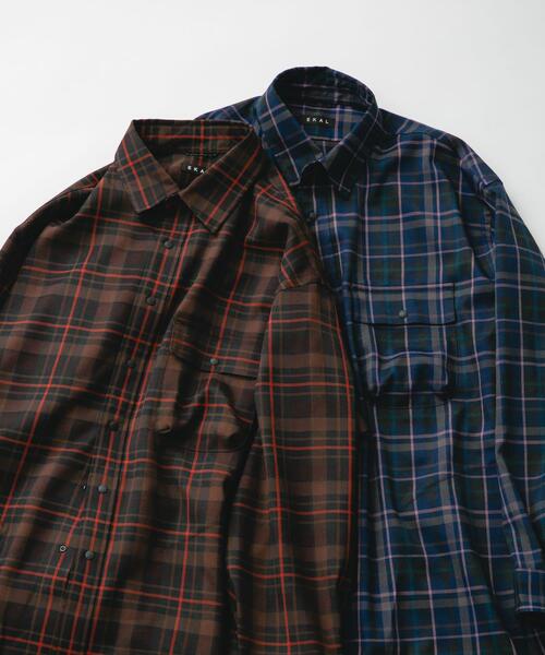 EKAL(エカル)の「チェックロングスリーブシャツ(シャツ/ブラウス・メンズ・ネイビー/ブラウン・MEDIUM/LARGE)」の12枚目の写真