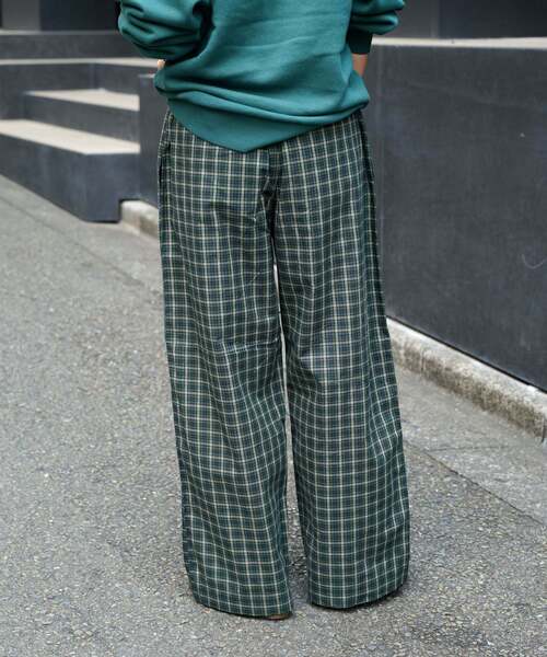 OUTDOOR PRODUCTS(アウトドアプロダクツ)の「COTTON CHECK PAJAMA PT(スラックス・レディース・ブラック/グリーン・38/36)」の12枚目の写真