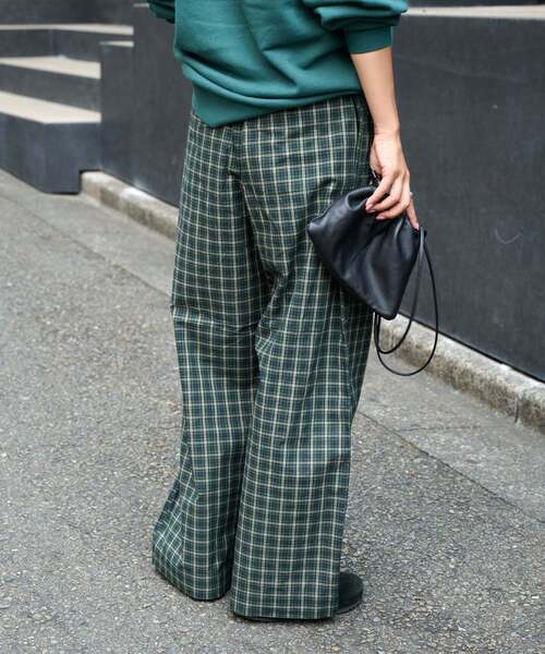 OUTDOOR PRODUCTS(アウトドアプロダクツ)の「COTTON CHECK PAJAMA PT(スラックス・レディース・ブラック/グリーン・38/36)」の13枚目の写真