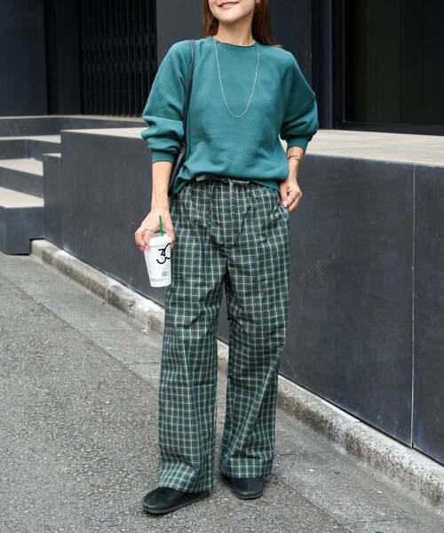 OUTDOOR PRODUCTS(アウトドアプロダクツ)の「COTTON CHECK PAJAMA PT(スラックス・レディース・ブラック/グリーン・38/36)」の15枚目の写真