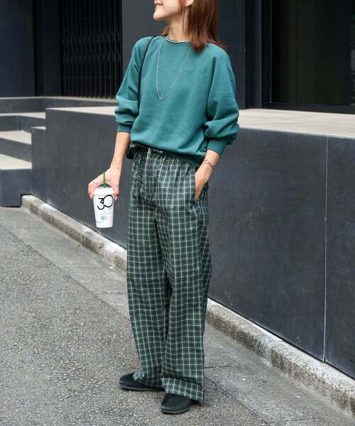 OUTDOOR PRODUCTS(アウトドアプロダクツ)の「COTTON CHECK PAJAMA PT(スラックス・レディース・ブラック/グリーン・38/36)」の16枚目の写真