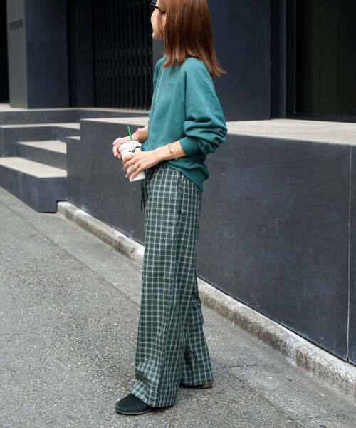 OUTDOOR PRODUCTS(アウトドアプロダクツ)の「COTTON CHECK PAJAMA PT(スラックス・レディース・ブラック/グリーン・38/36)」の17枚目の写真