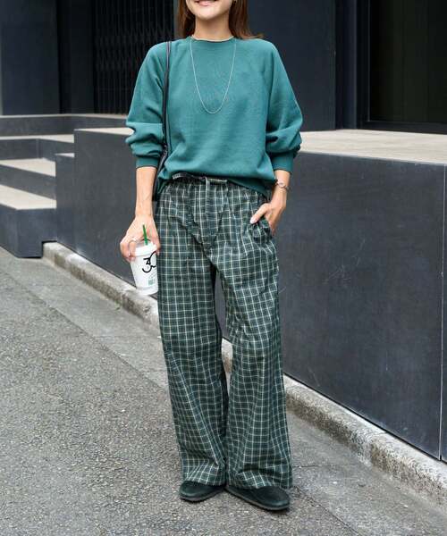 OUTDOOR PRODUCTS(アウトドアプロダクツ)の「COTTON CHECK PAJAMA PT(スラックス・レディース・ブラック/グリーン・38/36)」の19枚目の写真