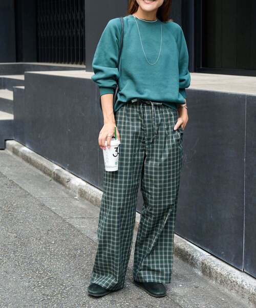 OUTDOOR PRODUCTS(アウトドアプロダクツ)の「COTTON CHECK PAJAMA PT(スラックス・レディース・ブラック/グリーン・38/36)」の20枚目の写真