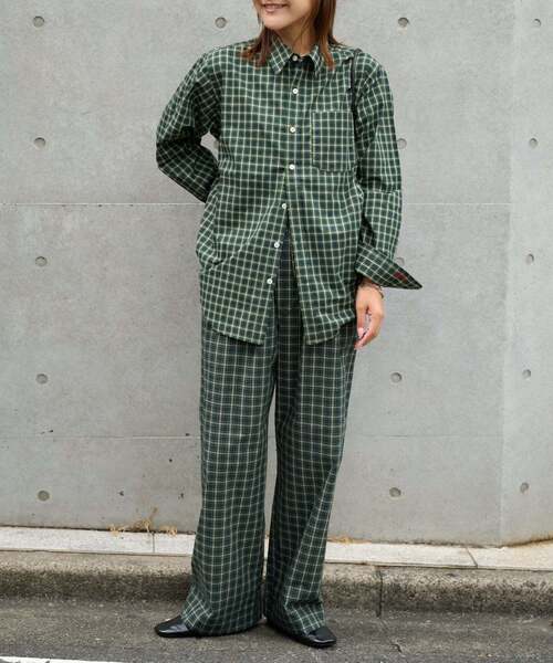 OUTDOOR PRODUCTS(アウトドアプロダクツ)の「COTTON CHECK PAJAMA PT(スラックス・レディース・ブラック/グリーン・38/36)」の22枚目の写真