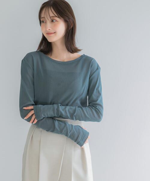 URBAN RESEARCH ROSSO WOMEN（アーバンリサーチ　ロッソ）の「コットンチュールドッキングカットソー（Tシャツ/カットソー・レディース・グリーン/ブラック/オフホワイト・FREE）」の3枚目の写真