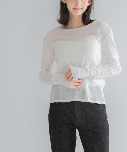 URBAN RESEARCH ROSSO WOMEN（アーバンリサーチ　ロッソ）の「コットンチュールドッキングカットソー（Tシャツ/カットソー・レディース・グリーン/ブラック/オフホワイト・FREE）」の4枚目の写真
