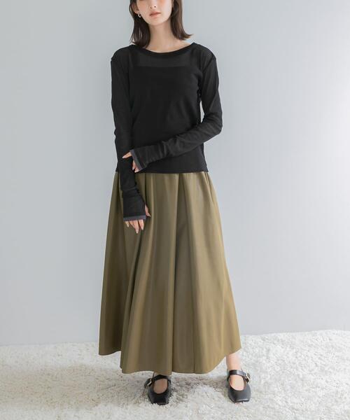 URBAN RESEARCH ROSSO WOMEN（アーバンリサーチ　ロッソ）の「コットンチュールドッキングカットソー（Tシャツ/カットソー・レディース・グリーン/ブラック/オフホワイト・FREE）」の14枚目の写真