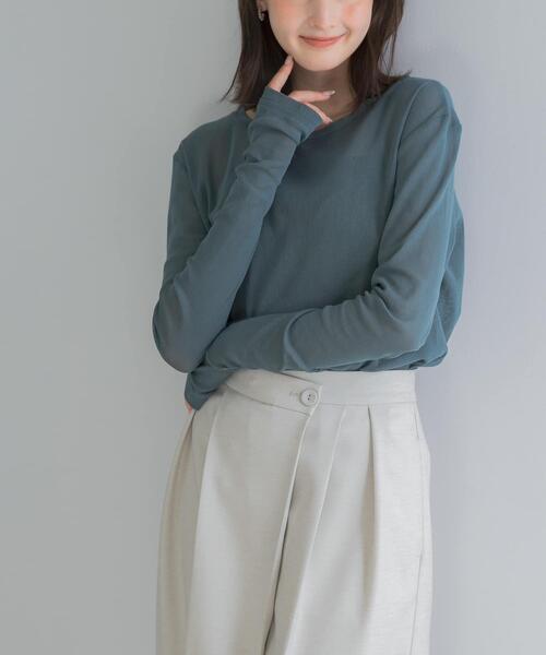 URBAN RESEARCH ROSSO WOMEN（アーバンリサーチ　ロッソ）の「コットンチュールドッキングカットソー（Tシャツ/カットソー・レディース・グリーン/ブラック/オフホワイト・FREE）」の20枚目の写真