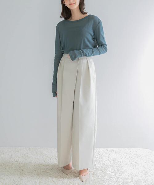 URBAN RESEARCH ROSSO WOMEN（アーバンリサーチ　ロッソ）の「コットンチュールドッキングカットソー（Tシャツ/カットソー・レディース・グリーン/ブラック/オフホワイト・FREE）」の22枚目の写真