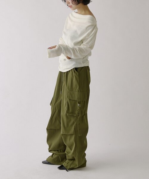 goocy(グーシー)の「シアーベロアドレープトップス(Tシャツ/カットソー・レディース・カーキ/ホワイト/ブラック・FREE)」の8枚目の写真