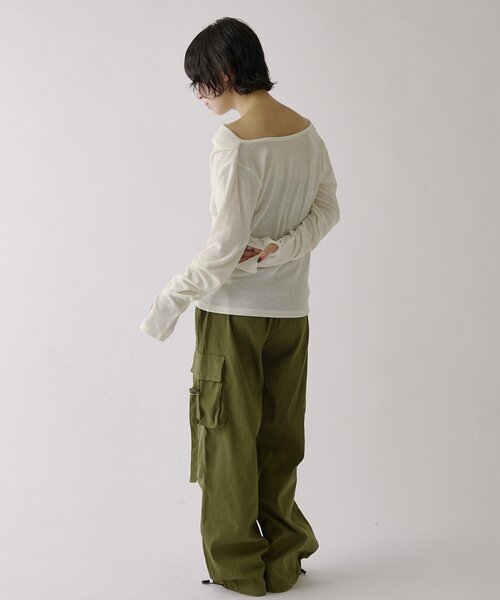 goocy(グーシー)の「シアーベロアドレープトップス(Tシャツ/カットソー・レディース・カーキ/ホワイト/ブラック・FREE)」の11枚目の写真