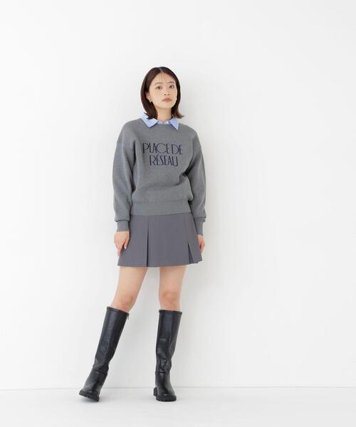 NATURAL BEAUTY BASIC(ナチュラルビューティーベーシック)の「ダブルジャガードロゴニット(ニット/セーター・レディース・グレー/オフホワイト/ダークブラウン・FREE)」の10枚目の写真