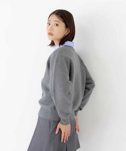 NATURAL BEAUTY BASIC(ナチュラルビューティーベーシック)の「ダブルジャガードロゴニット(ニット/セーター・レディース・グレー/オフホワイト/ダークブラウン・FREE)」の13枚目の写真