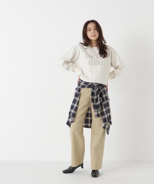 NATURAL BEAUTY BASIC(ナチュラルビューティーベーシック)の「ダブルジャガードロゴニット(ニット/セーター・レディース・グレー/オフホワイト/ダークブラウン・FREE)」の18枚目の写真