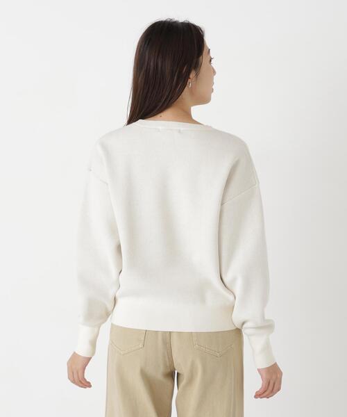 NATURAL BEAUTY BASIC(ナチュラルビューティーベーシック)の「ダブルジャガードロゴニット(ニット/セーター・レディース・グレー/オフホワイト/ダークブラウン・FREE)」の7枚目の写真