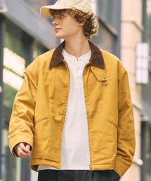 【HECT】Vintage Washed Duck Jacket / ヴィンテージ加工 襟コーデュロイ ドローコード 中綿ダックブルゾン