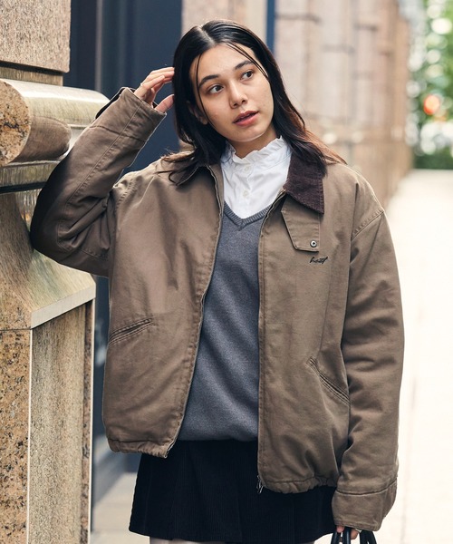 HECT(ヘクト)の「【HECT】Vintage Washed Duck Jacket / ヴィンテージ加工 襟コーデュロイ ドローコード 中綿ダックブルゾン(ブルゾン・メンズ・キャメル/ブラウン/ブラック/オリーブ・S/L/M)」の2枚目の写真