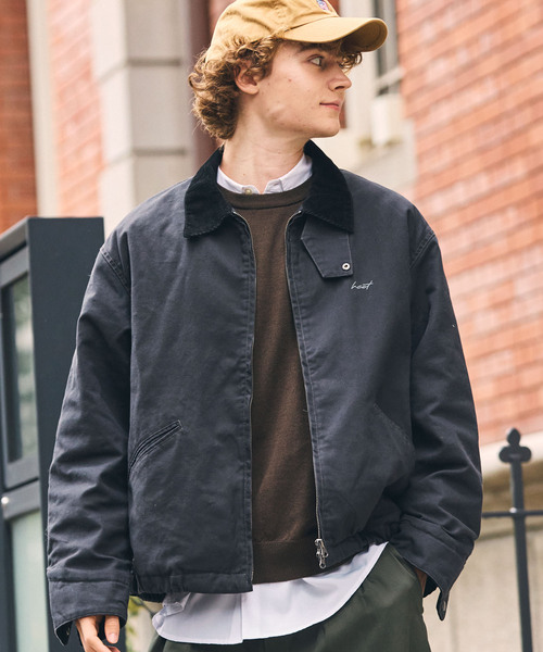 HECT(ヘクト)の「【HECT】Vintage Washed Duck Jacket / ヴィンテージ加工 襟コーデュロイ ドローコード 中綿ダックブルゾン(ブルゾン・メンズ・キャメル/ブラウン/ブラック/オリーブ・S/L/M)」の1枚目の写真