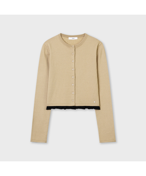 PLAC WOMEN(プレイス・ウィメン)の「フリル配色クロップニットカーディガンベージュ(カーディガン/ボレロ・レディース・ベージュ・SMALL/MEDIUM)」の1枚目の写真