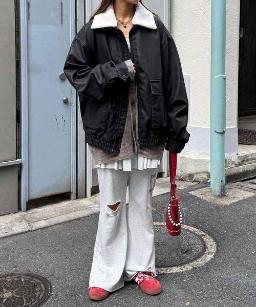 CIAOPANIC(チャオパニック)の「襟切替2WAYヴィンテージレザーブルゾン(ブルゾン・メンズ・ブラウン/ブラック・MEDIUM/SMALL/LARGE)」の14枚目の写真