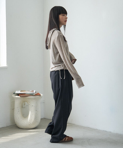 FREAK'S STORE(フリークスストア)の「シアーリブパーカー(Tシャツ/カットソー・レディース・ベージュ/グレー/ブラック/オフホワイト・フリ-)」の8枚目の写真