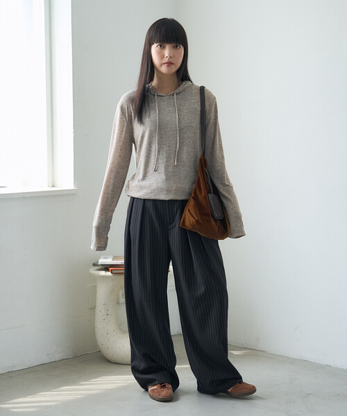 FREAK'S STORE(フリークスストア)の「シアーリブパーカー(Tシャツ/カットソー・レディース・ベージュ/グレー/ブラック/オフホワイト・フリ-)」の10枚目の写真